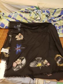 Authentic Alexander Mcqueen Curiosities Hand Sewn Embroidery Scarf