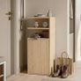 Set of 2 Slim Bedside Table with Open Cubbies and Cupboard Image 7