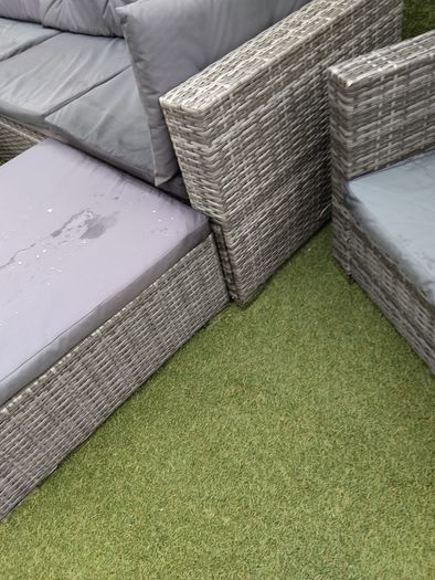 9 seater Grey Rattan Set & Gas Fire Pit