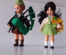 Vintage Irish Piper and Irish Dancer Souvenir Dolls
