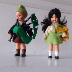 Vintage Irish Piper and Irish Dancer Souvenir Dolls