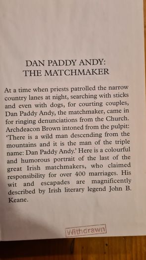Dan Paddy Andy. The Matchmaker By John B. Keane. Hardback In Very Good Condition. Large Print Edition.