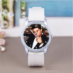 Elvis Presley themed wristwatch - white silicone strap