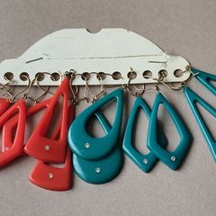 Vintage Colorful Geometric Earrings X 6
