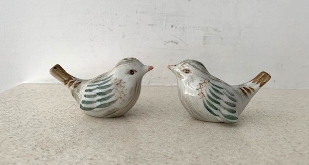Vintage Hand Painted Sparrows 1970s