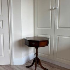 Octagon Side Table with Leather Insert