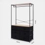 Brooklyn 6 Chest of Drawers Fabric Cabinet with Hanging Rail, Storage Unit Organizer Stylish Sturdy Frame 6 Canvas Drawers For Bedroom Closets Office, Black Image 2