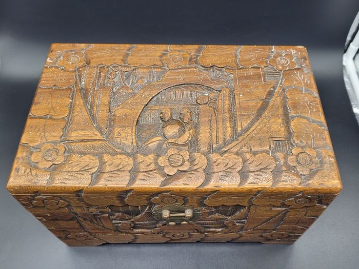 Antique Chinese Carved Wooden Large Box