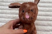 Little Town Brown Puppy Plush with Pink Nose approx. 18cm. Used Please see photos