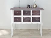 Console Cabinet 6 Drawers Brown and White Wood