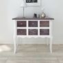 Console Cabinet 6 Drawers Brown and White Wood Image 5