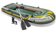 4 Boat Set - four man inflatable dinghy with oars and pump (FREE POSTAGE)