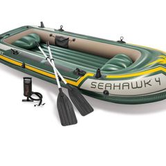 4 Boat Set - four man inflatable dinghy with oars and pump (FREE POSTAGE)