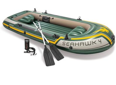 4 Boat Set - four man inflatable dinghy with oars and pump (FREE POSTAGE)