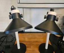 Black & beech Wood Lamp Pair