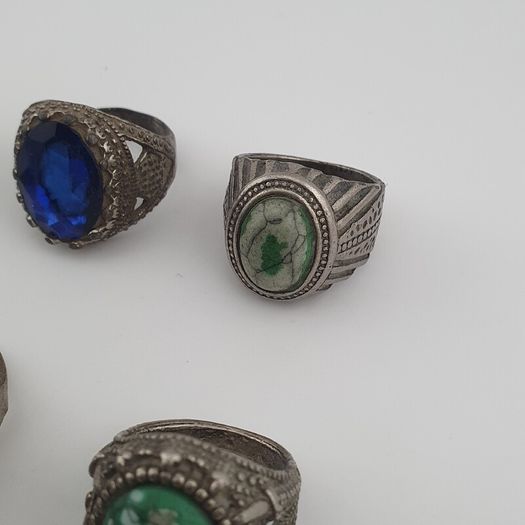 Antique Lot of 15 Bohemian Brass Rings  Assorted Ethnic & Tribal Designs