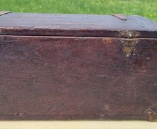 Old wooden box with brass fittings