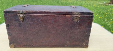 Old wooden box with brass fittings