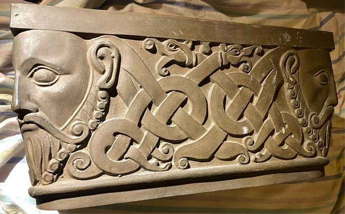 This is an original cast relief planter or rectangular trough/vessel) by the prominent Irish sculptor Peter Grant (1915 2003 dated 1977.