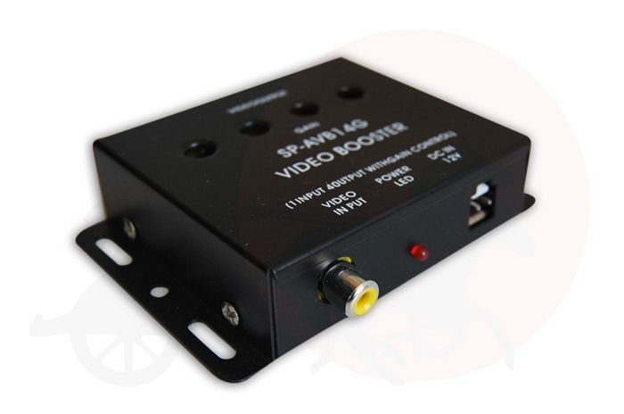 4 Channel RCA Video Booster / Splitter for Car TV, DVD, CCTV with Gain Control