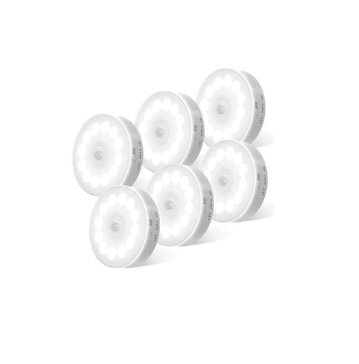 6 Motion Sensor Lights Indoor Cool White (Magnetic / USB Charging)