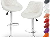 Set of 2 x Bar Stools Fully Rotatable - Adjustable Seat Height 60 - 80 cm