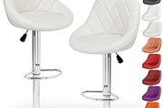 Set of 2 x Bar Stools Fully Rotatable - Adjustable Seat Height 60 - 80 cm