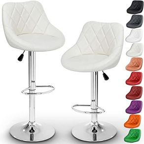 Set of 2 x Bar Stools Fully Rotatable - Adjustable Seat Height 60 - 80 cm