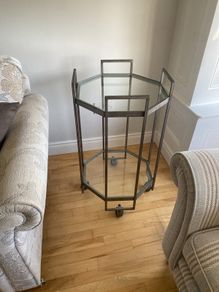 Glass table on castors as new