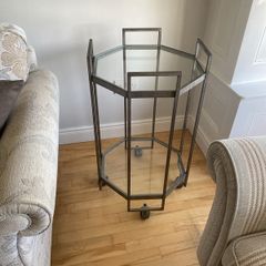 Glass table on castors as new