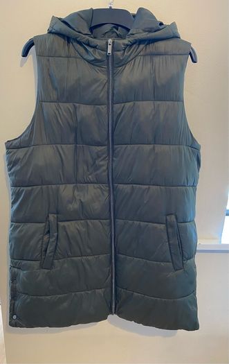 Khaki Green Sleeveless Hooded Gilet Jacket Size XL