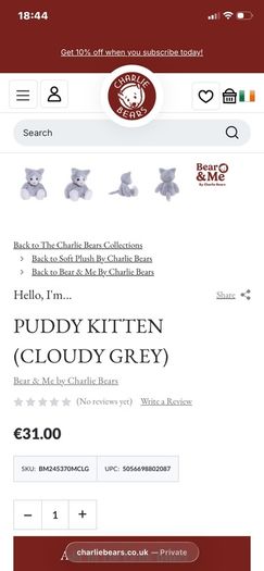 New Puddy Kitten by Charlie Bears