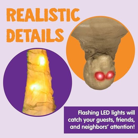 47inch Halloween Decorations Light Up Hanging Cocoon Corpse for Halloween Indoor and Outdoor Decorations