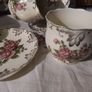 Two China Cups & Saucers with Spoons on a Stand Image 4