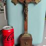 Antique French Altar Crucifix with Memento Mori Skull and Crossbones Image 9