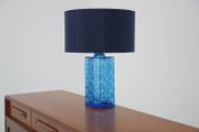 Vintage Swedish Blue Glass Table Lamp, 1960s.