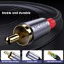 MOSWAG RCA Y Splitter Cable, 1 Female to 2 Male Audio Adapter, Nylon Braided Hi-Fi Splitter for Subwoofer, Home Theater, HDTV, Amplifier, Gaming Console Image 3