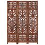 Hand Carved 3-Panel Room Divider Brown 120x165 cm Solid Mango Wood Image 3