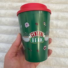 Friends green Cup Red Green Lid Central Perk plastic Please see photos never Used