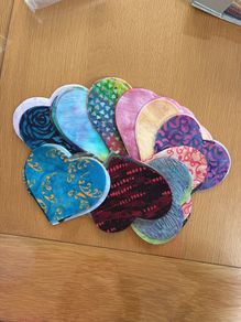 Batik applique hearts