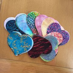 Batik applique hearts