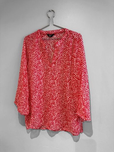 Pre Owned Red & White Patterned Beach Tunic Top