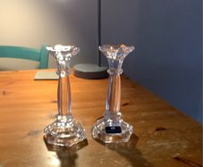 Newbridge glass matching pair candlesticks