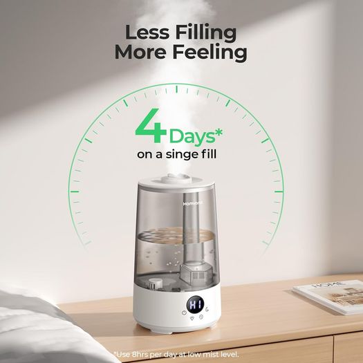 Homvana 3.6L Cool Mist Humidifier - Silent, Long-Lasting, and Safe for Baby and Home