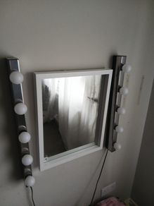 Ikea wall lights, 1 small wall mirror, 1x long wall mirror.