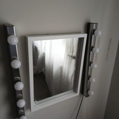 Ikea wall lights, 1 small wall mirror, 1x long wall mirror.