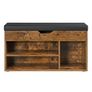 Shoe Storage Bench with Padded Seat and 3 Open Compartments Rustic Brown and Black Image 4