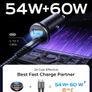 Car Charger Adapter USB C 54W 12V USB Socket [USBC 36W+USBA 18W] 60W USB C Cable PD3.0 Car Phone Charger Cigarette Lighter USB Charger for iPhone 16 Pro 16e Samsung S25 Ultra Car Accessories Image 3