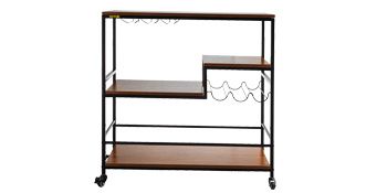 BRAND NEW 3-Tier Bar Wine Rack Serving Cart on Wheels Commercial Kitchen Food Truck Serving Buffet Sideboard Rack Glass Holder Home