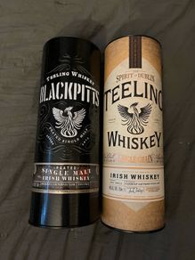 Empty Teelings Irish whiskey box tube tin
